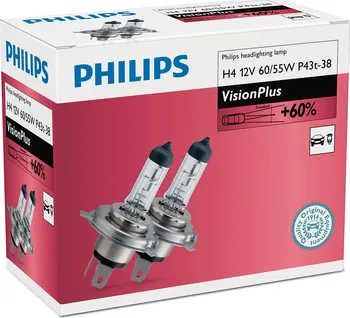 Autožárovka Autožárovka Philips H4 12V 60/55W VisionPlus +60%