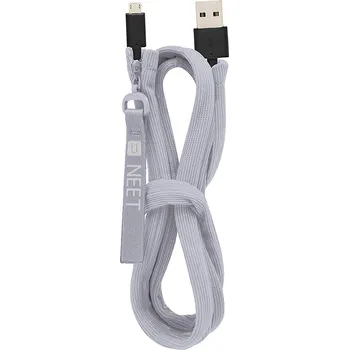 Datový kabel Neet Cable Keeper USB A - Micro USB, 1 m, stříbrná