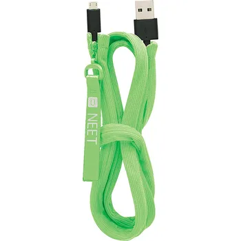 Datový kabel Neet Cable Keeper USB A - Micro USB, 1 m, zelená