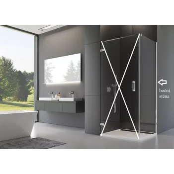 Ronal (Sanswiss) SanSwiss boční stěna s vyrovnávacím profilem (pro dveře v 90° na straně madla) PUDT2P Šířka: 70 cm