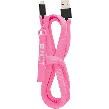 Datový kabel Neet Cable Keeper USB A - Micro USB, 1 m, růžová