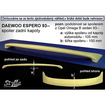 Auto-moto Spoiler zadní kapoty, křídlo Stylla Daewoo Espero 93-97