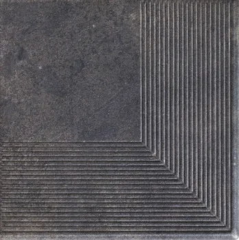 Obklad Viano antracite stopnica ryflovana narozna - schodovka rohová 30x30 šedá 151722