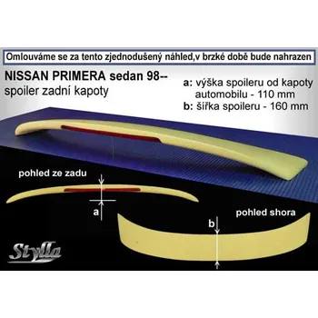 Auto-moto Spoiler zadní kapoty s LED světlem, křídlo Stylla Nissan Primera sedan 98-01