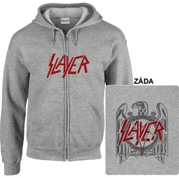 Pánská mikina Slayer - mikina s kapucí a zipem šedá