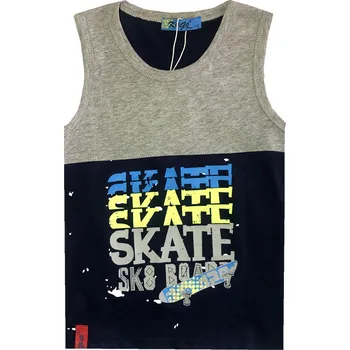 Chlapecké tričko 116-140-Chlapecké tílko KUGO - tm.modro-šedé