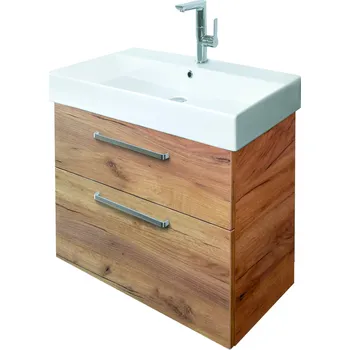 Koupelnový nábytek Vltavín - spodní skříňka pod umyvadlo Sans 85 cm, 2 zásuvky, bílá, závěsná VTS85ZZF1F1