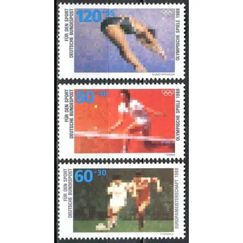 Poštovní známka (1988) MiNr. 1353 - 1355 ** - Německo - Mistrovství Evropy ve fotbale, Spolková republika Německo; Letní olympijské hry, Soul