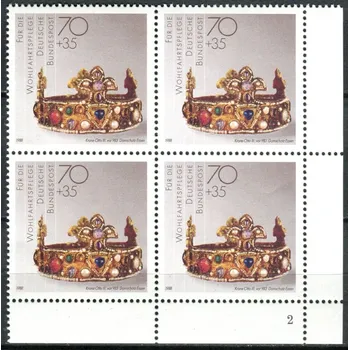 Poštovní známka (1988) MiNr. 1385 ** - Německo - 4-bl - roh - Zlato a stříbro