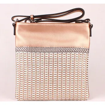 Kabelka David Jones Paris Středně velká crossbody kabelka David Jones 6011-1 proplétaná zlatorůžová