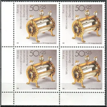 Poštovní známka (1988) MiNr. 1383 ** - Německo - 4-bl - roh - Zlato a stříbro