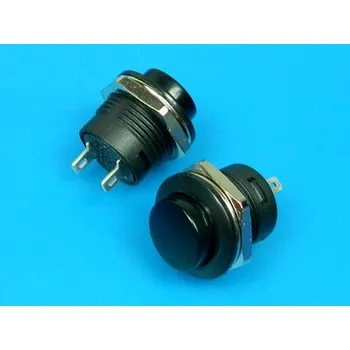 vypínač Tlačítko spínač kulatý černý PS507A-BB