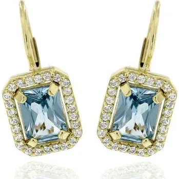 Náušnice Zlatnictví U Kostela Zlaté patentové náušnice s akvamarínem a zirkony 41214 322018942