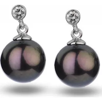 Šperk Černé sladkovodní perly v náušnicích s diamanty Dinah