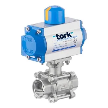 Nerezový 2-cestný kulový ventil TORK DN 25 s dvoučinným pneupohonem DA