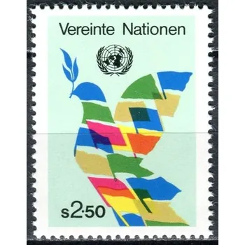 Poštovní známka (1980) MiNr. 8 ** - OSN Vídeň - Vlajky jako mírová holubice