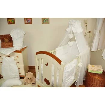 Hnízdečko pro miminko PR Souprava do postýlky 10 dílů - srdce bílé BAVLNĚNÁ PLENA ZDARMA