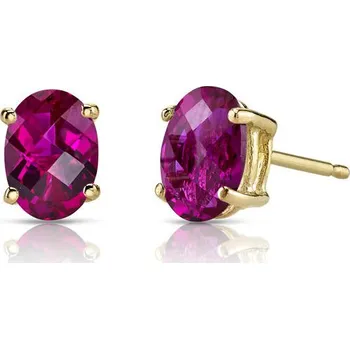 Šperk Zlaté náušnice s oválnými rubíny Qati