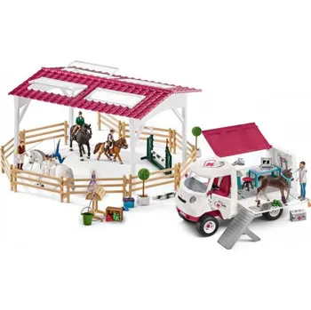 domeček pro figurky Schleich 72121 Mobilní veterinární klinika a jezdecká škola
