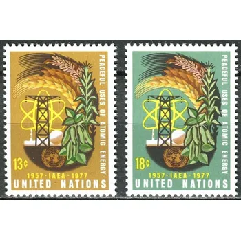 Poštovní známka (1977) MiNr. 313 - 314 ** - OSN New York - 20 let Mezinárodní agentura pro atomovou energii (MAAE)