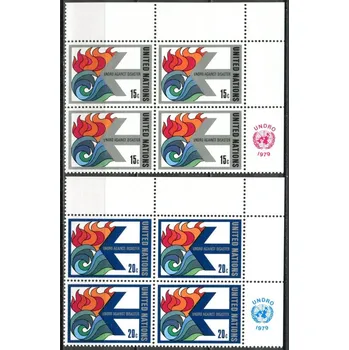 Poštovní známka (1979) MiNr. 332 - 333 ** - OSN New York - 4-bl - Úřad OSN pro pomoc při katastrofách (UNDRO)