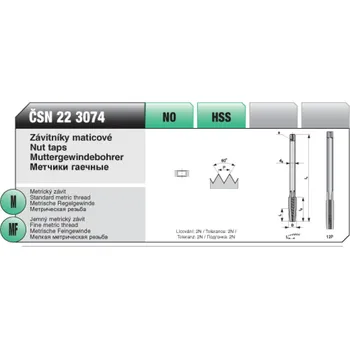 Závitořezný nástroj Závitník maticový 22 3074 M 6 HSS cztool (Bučovice tools závitník maticový 22 3074 M 6 HSS)