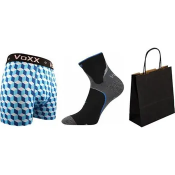 Pánské oblečení VoXX® Pánské ponožky VoXX Maxter černá + boxerky VoXX Kvido modrá ponožky 43-46 + boxerky XXL