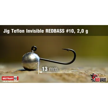 Rybářský háček Jigová hlavička Teflon Invisible REDBASS #10, 13 mm - #10 - 2,0 g, 5 ks