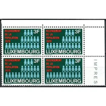 Poštovní známka (1970) MiNr. 811 - ** - Lucembursko - 4-bl - sčítání lidu