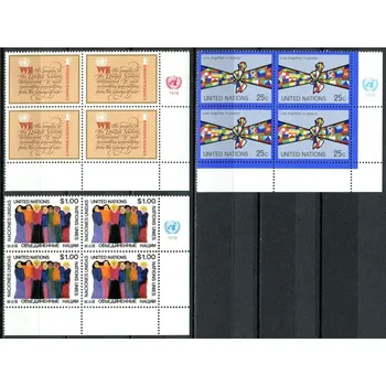 Poštovní známka (1978) MiNr. 315 - 317 ** - OSN New York - 4-bl - rohová - „žít společně v míru“ dolní roh
