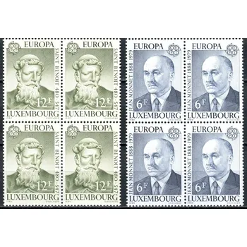 Poštovní známka (1980) MiNr. 1009 - 1010 - ** - Lucembursko - 4-bl - Europa: Významné osobnosti - Jean Monnet, sv. Benedikt z Nursie