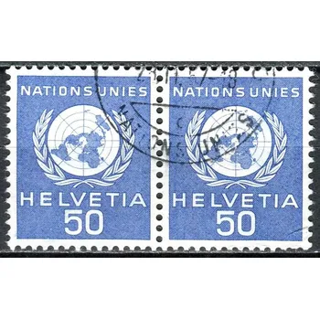 Poštovní známka (1959) MiNr. 30 O - Švýcarsko - OSN - 2-bl - OSN Emblém