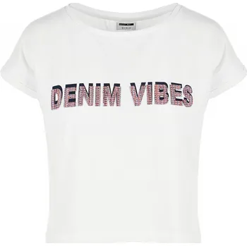 Dámské tričko KRÁTKÉ BÍLÉ TRIČKO DENIM Noisy May