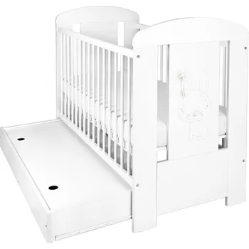 Dětská postýlka New Baby Dětská postýlka se šuplíkem králíček bílá