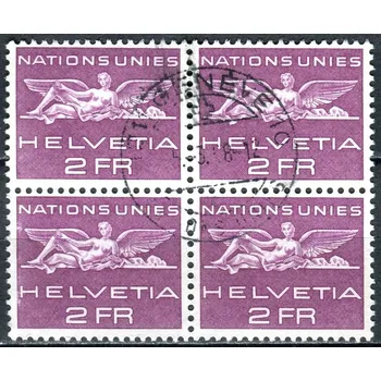 Poštovní známka (1955) MiNr. 27 O - Švýcarsko - OSN - 4-bl - Znak OSN a plastika