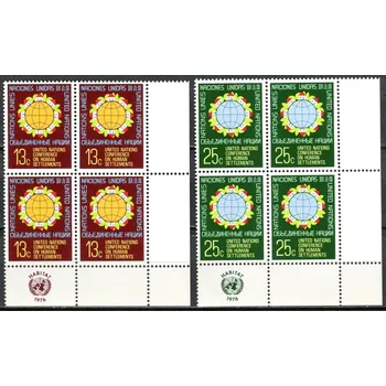 Poštovní známka (1976) MiNr. 297 - 298 ** - OSN New York - 4-bl - 1. Konference OSN o bydlení (HABITAT I), Vancouver