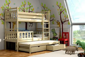 Dětská postel Vomaks PPV 004 s výsuvnou přistýlkou 200 cm x 90 cm bílá