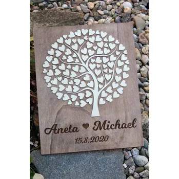 Svatební dekorace Svatební strom dřevěný s vašimi jmény + doprava zdarma