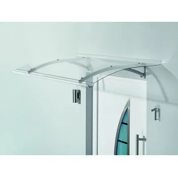 Stříška nad vchodové dveře Vchodová stříška Guttavordach PT Secco 200x90 cm, černá/čirý (Ochranná stříška nad dveře z polykarbonátu)