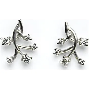 Náušnice Zlaté náušnice, čiré zirkony, bílé zlato, VE 68