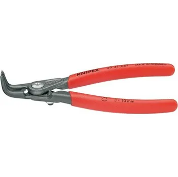 Dílna KNIPEX 4941A01 Precizní kleště na pojistné kroužky (Délka 130mm. Kapacita pro Ø hřídele: 3-10mm. Segrovky pro vnější kroužky na hřídelích, svorky s úhlem 90°. Šedě fosfátované atramentolem, Rukojeti potažené umělou hmotou bránící sklouznutí, s omezením)
