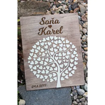 Svatební dekorace Svatební strom dřevěný s gravírováním + doprava zdarma