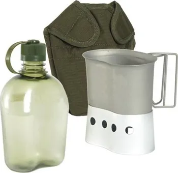 Kempingové nádobí Mil-Tec láhev + obal + pítko + vařič US GEN.II