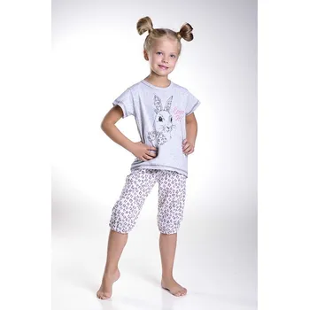 Dívčí pyžamo Taro, dětské pyžamo Daga, krátký rukáv, šedý melír, vel. 98