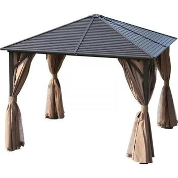 Zahradní stan Luxusní zahradní altán s pevnou střechou 3 x 3 m | hnědý