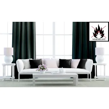 Dekorační látka Blackout nehořlavý - černá obšití okrajů a našití stužky 150