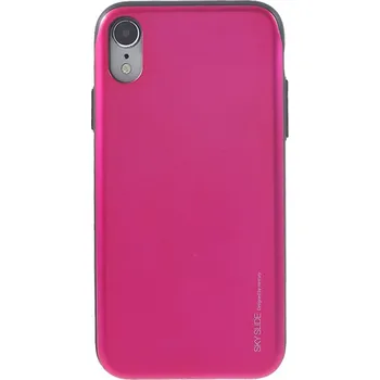 Pouzdro na mobilní telefon Kryt MERCURY Sky slide pro Apple iPhone Xr - prostor pro platební karty - plastový / gumový - černý / růžový