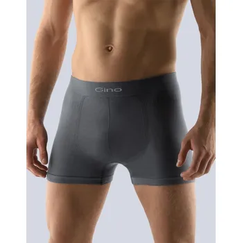 Pánské oblečení GINA pánské boxerky delší nohavička, bezešvé, jednobarevné MicroBavlna 54000P tm. šedá M/L