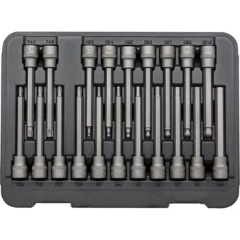 Bit Hlavice zástrčné 3/8", Torx-Inbus-Inbus s koulí, extra dlouhé 110 mm, S2, sada 20 dílů, Welzh (Welzh Werkzeug)