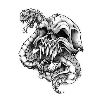 Odstranitelné tetování Lebka s hadem - nalepovací tetování